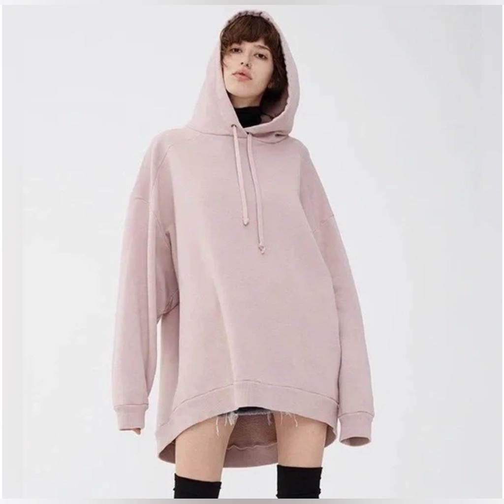 Agolde - High Low Hoodie Pink Oversized Xs